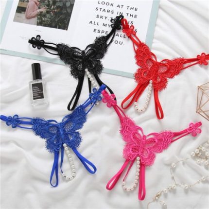 Butterfly Lace Pearl Thong