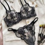 Transparent Embroidey Bra Panty Set