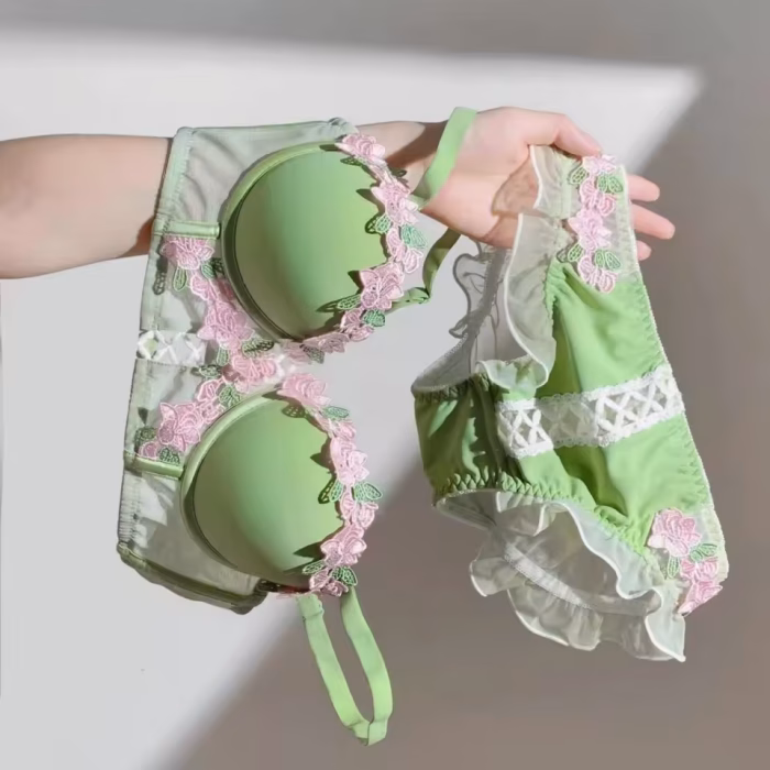 Floral Embroidery Flower Bra Panty Set - Image 6