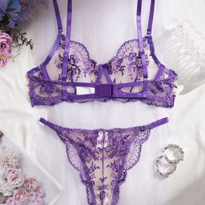 Transparent Embroidey Bra Panty Set - Image 4