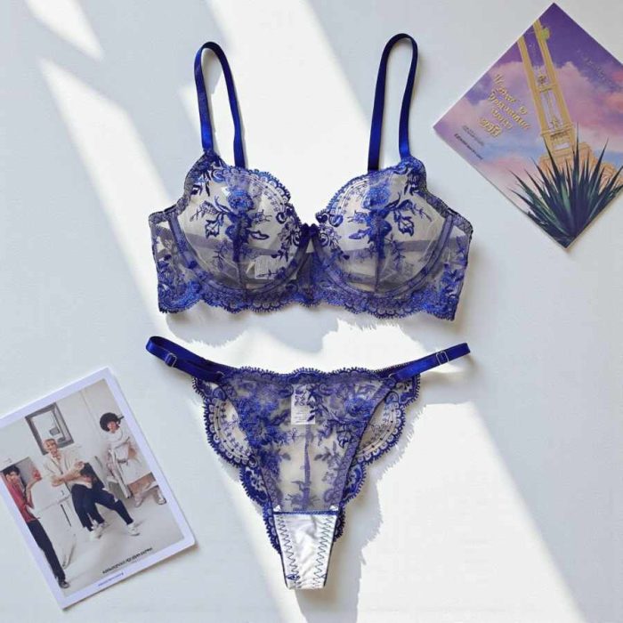 Transparent Embroidey Bra Panty Set - Image 2