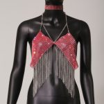 Clubwear Rhinestone Tassel Sexy Tank Tops Backless Halter - Image 2